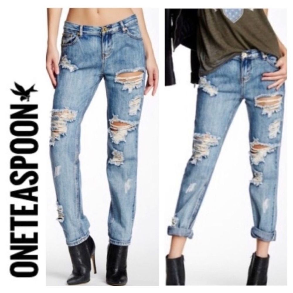 One Teaspoon Awesome Baggies low waist medium rise distressed jeans